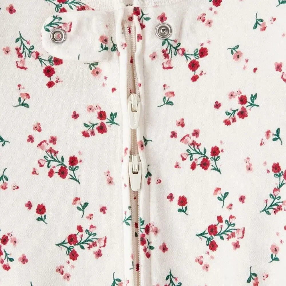NEW! Carter’s Baby Girl Bow Floral Print Cotton Sleep & Play Pajamas 9M